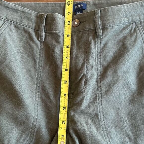J. Crew Cotton Camp Pant High Rise Green Spanish Moss Size 4 - Picture 6 of 11